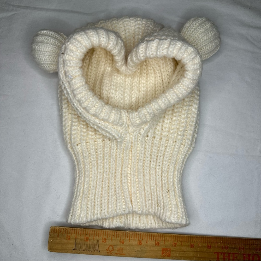 Knit Bear Ear Hood Beanie Cream Fall Winter Cute Soft Hat Cosplay Animal Face